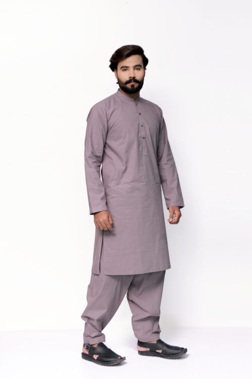 Firdous Purple Gray Basic Kurta Shalwar Cotton