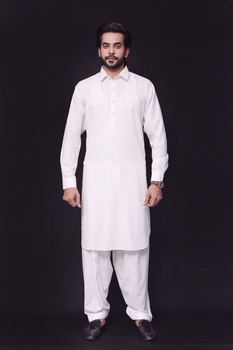 Basic White Color Shalwar Kameez In Wash & Wear