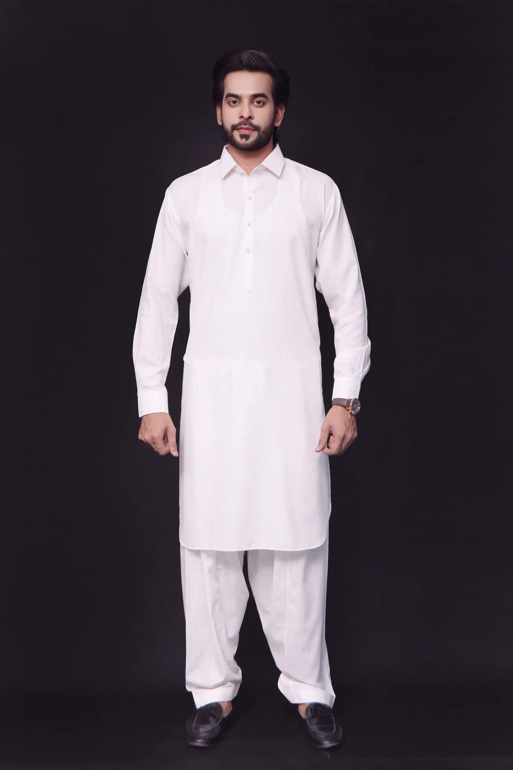 Basic White Color Shalwar Kameez In Wash & Wear