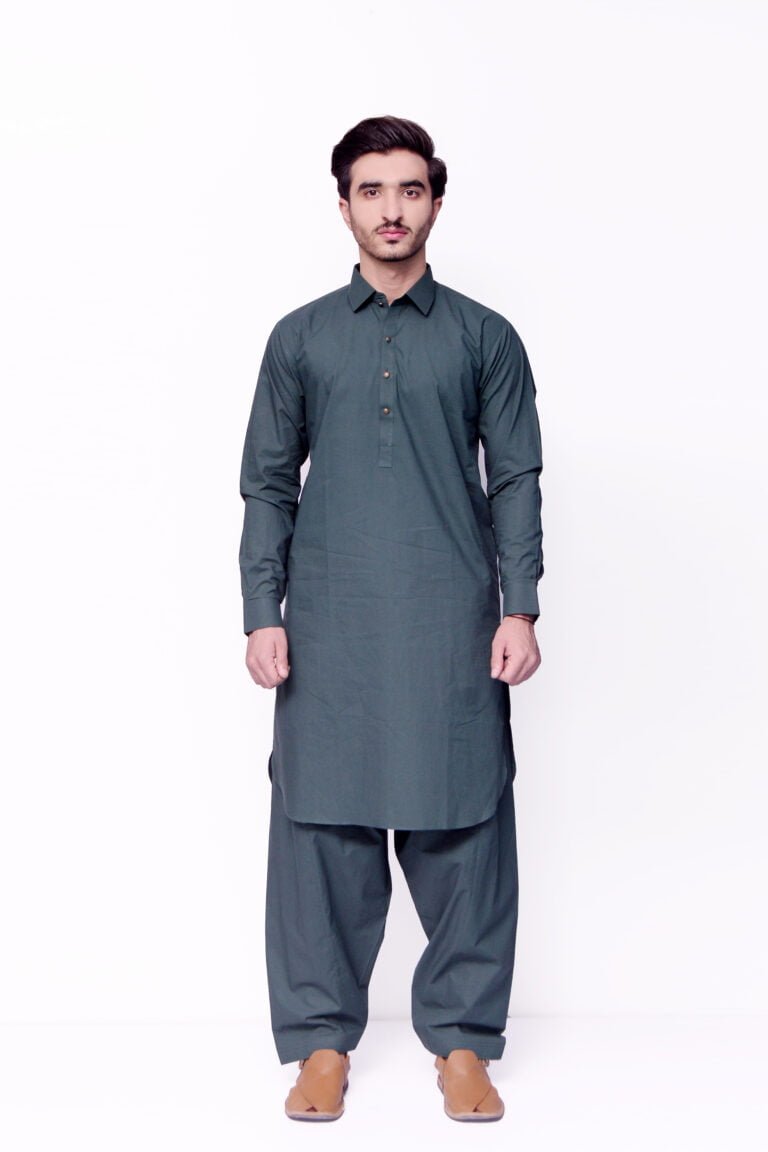 Men's Dark Green Cotton Kameez Shalwar