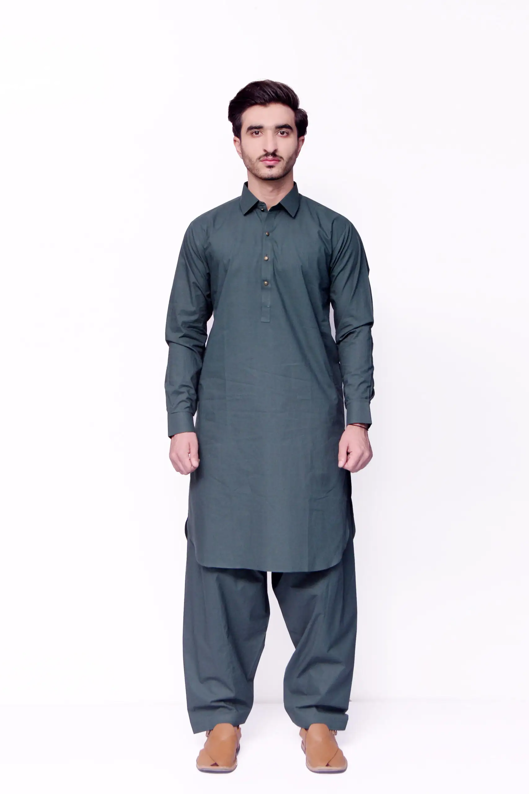 Men's Dark Green Cotton Kameez Shalwar