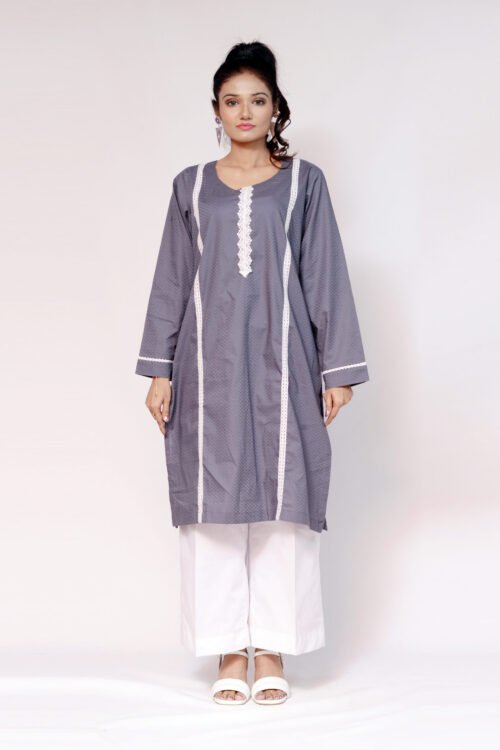 Firdous Grey Kurti Trouser Cotton