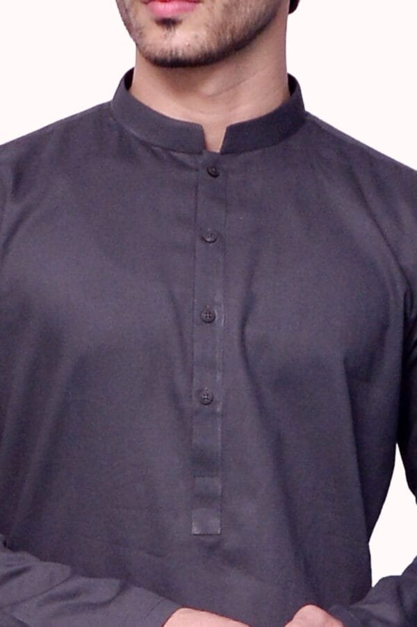 Firdous Charcoal Basic Kurta Shalwar Blended - Image 3