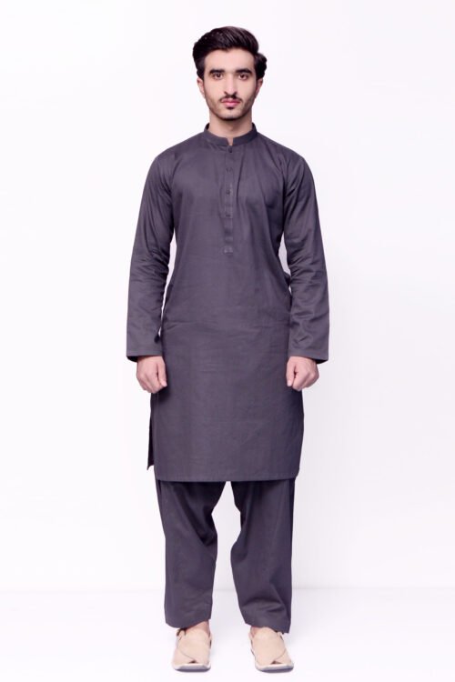 Firdous Charcoal Basic Kurta Shalwar Blended