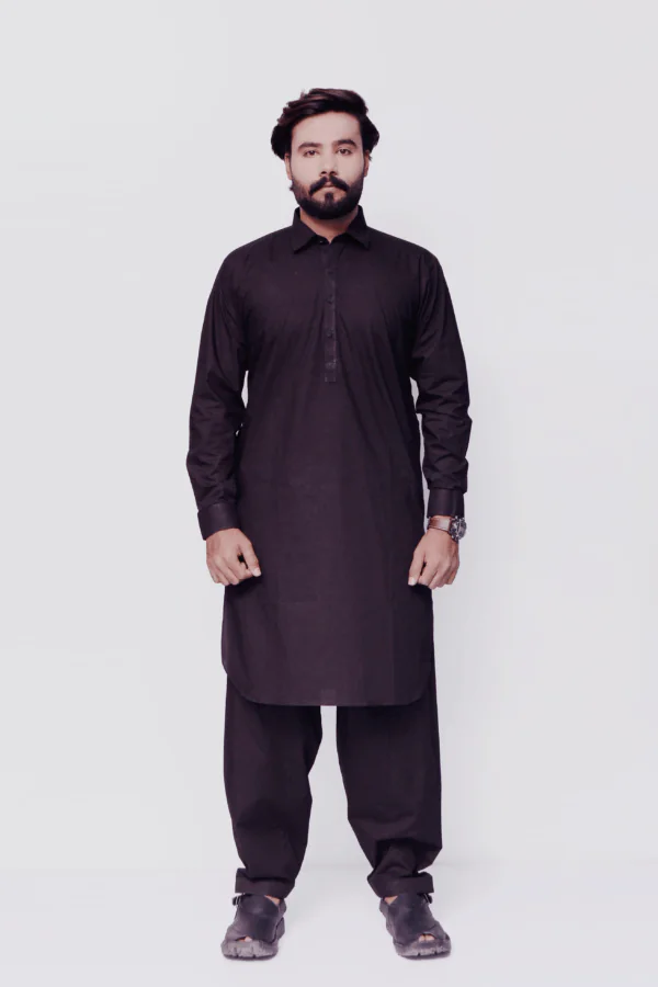 Firdous Black Basic Kameez Shalwar Cotton