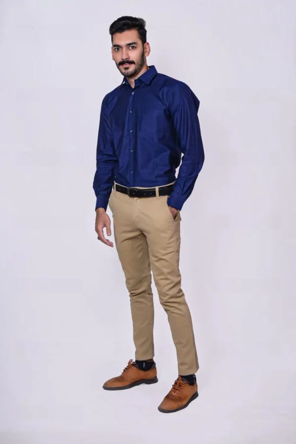 Firdous Blue & Grey Check Men’s Formal Shirt Cotton