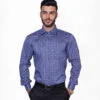 Firdous Blue & White Lining Check Men’s Formal Shirt Cotton - Image 3