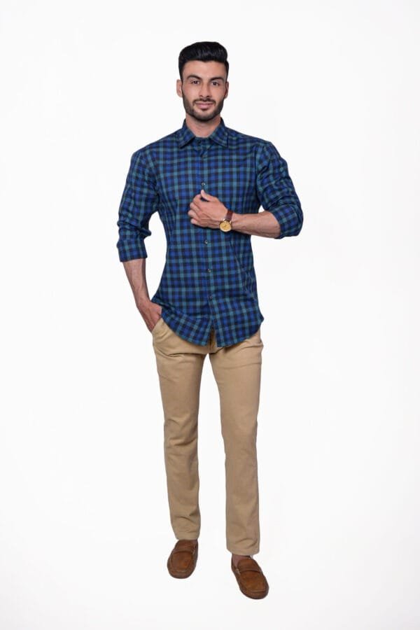Premium Men's Formal Shirt Green Check