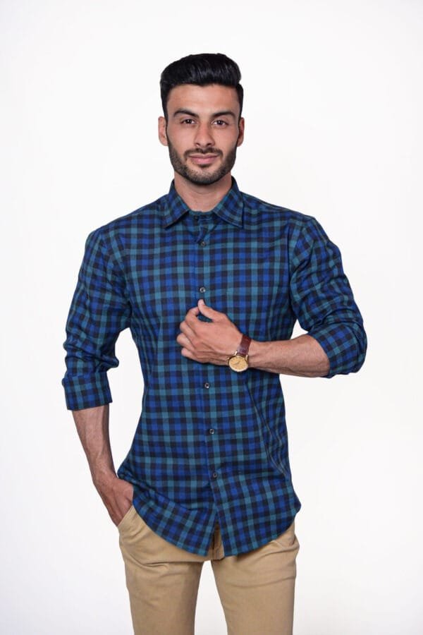 Premium Men's Formal Shirt Green Check - Image 2
