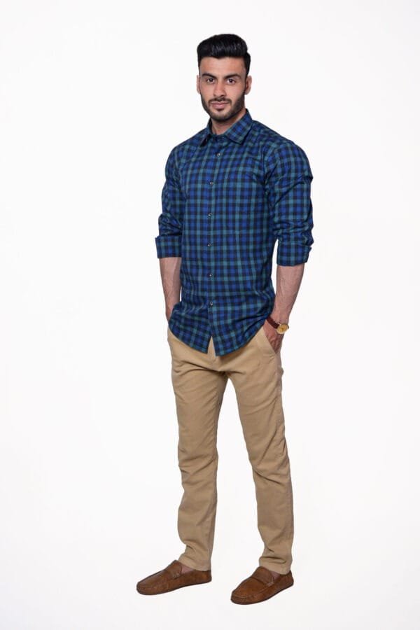Premium Men's Formal Shirt Green Check - Image 3