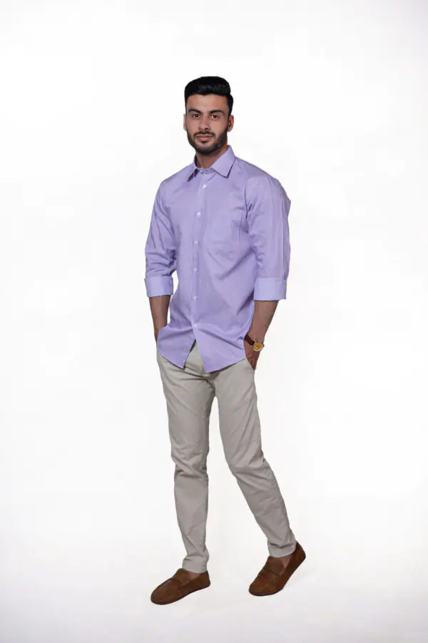 Firdous Purple & White Lining Men’s Formal Shirt Cotton - Image 3