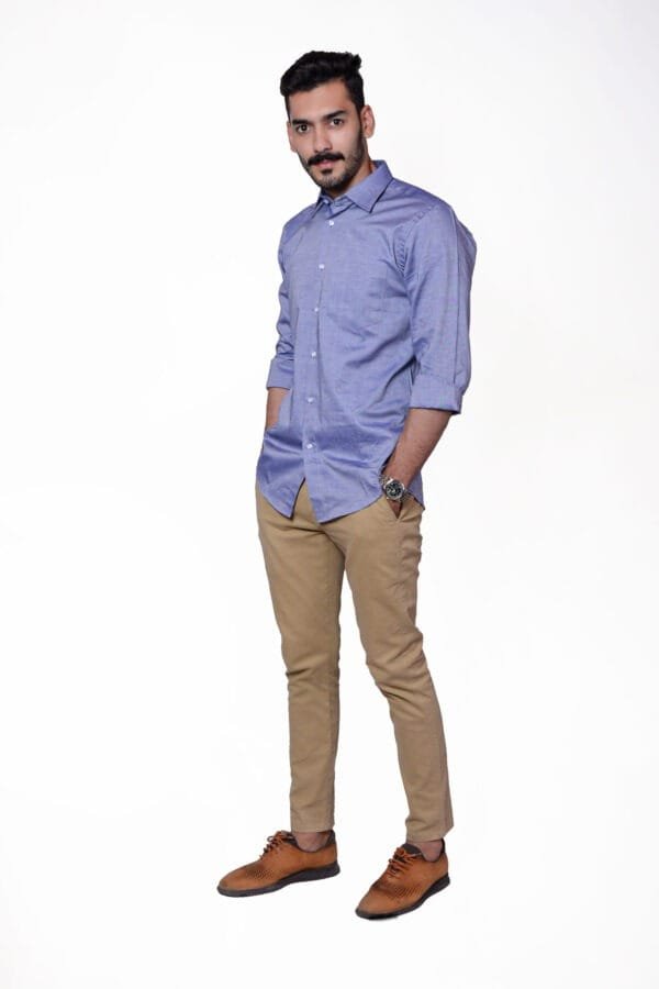 Firdous Greyish Blue Men’s Formal Shirt Cotton