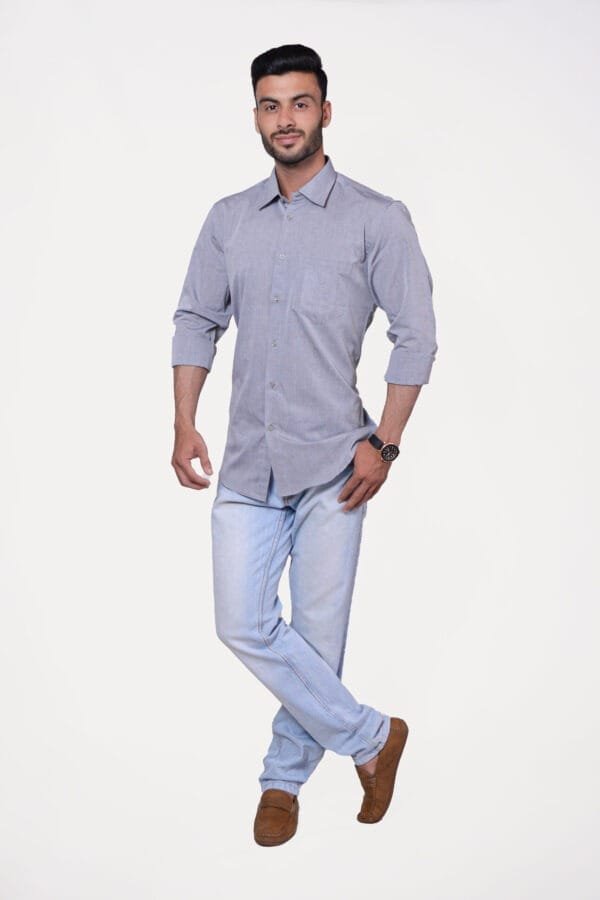 Firdous Plain Grey Men’s Formal Shirt Cotton