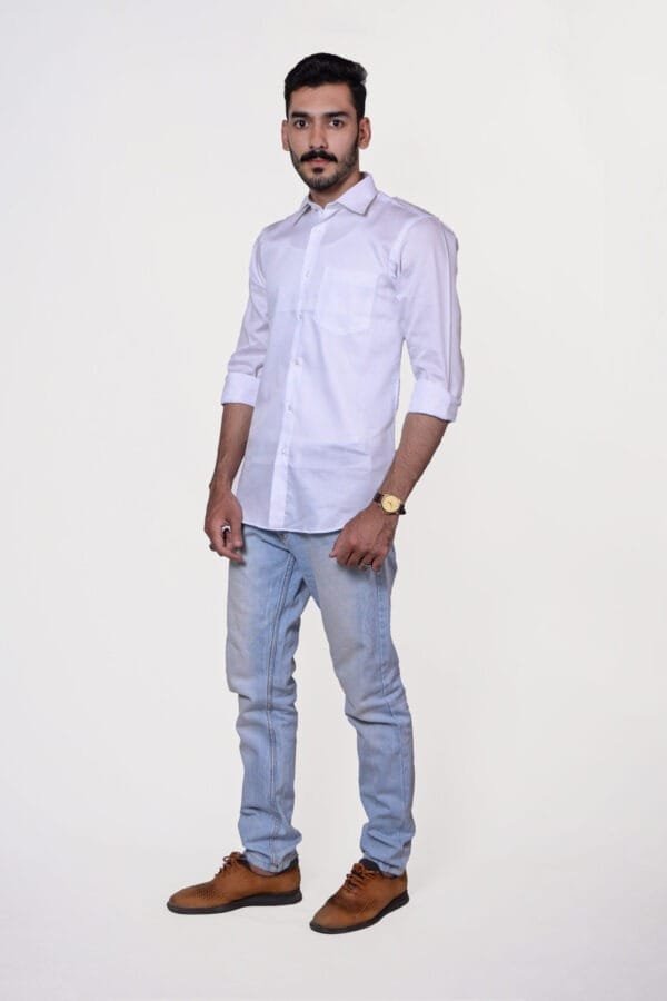 Firdous Plain White Men’s Formal Shirt Cotton - Image 3